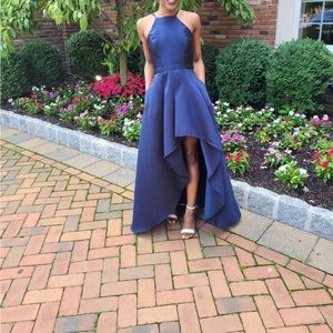 Beautiful navy blue high low gown